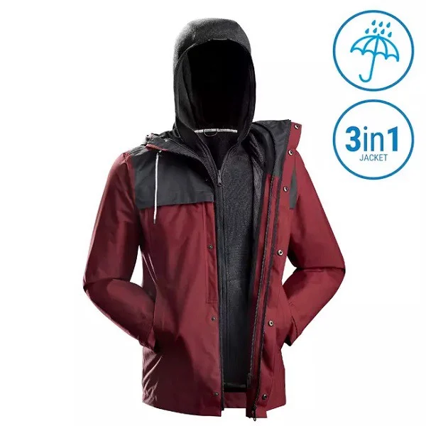 FORCLAZ Men s 3in1 Waterproof Travel Jacket Travel 100 HACHIBA